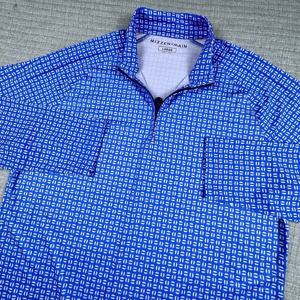 Mizzen Main Clubhouse 1/4-Zip Pullover Men L Blue AOP‎ Golf Performance
